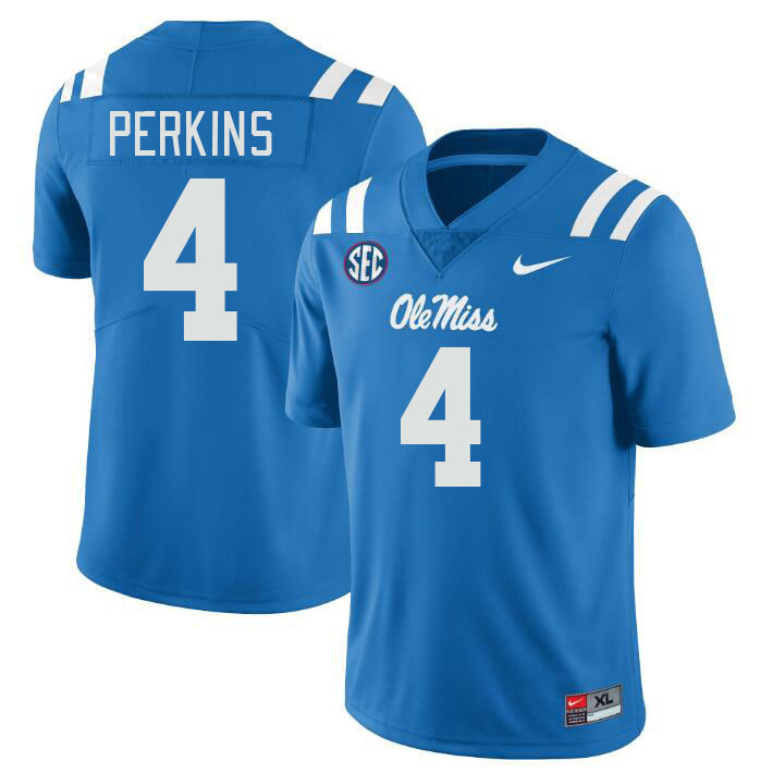 Men #4 Suntarine Perkins Ole Miss Rebels College Football Jerseyes Stitched Sale-Powder Blue